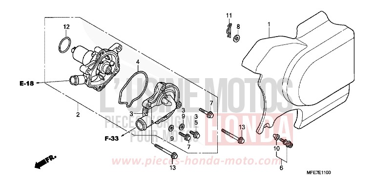 WASSERPUMPE/HINTERE ABDECKUNG, LINKS von Shadow Aero GRAPHITE BLACK (NHB01) von 2007